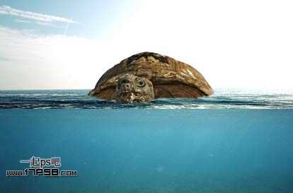 photoshop合成制作海龟岛&shy;自然场景