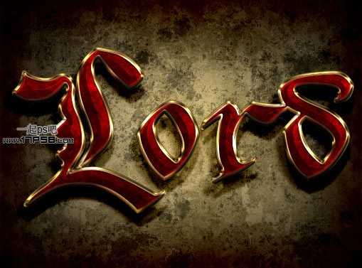 photoshop设计制作红色金边质感金属字