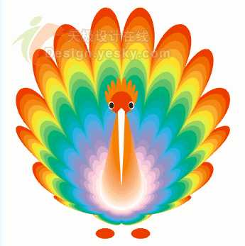 CorelDRAW交互式变形工具绘制卡通斑斓孔雀