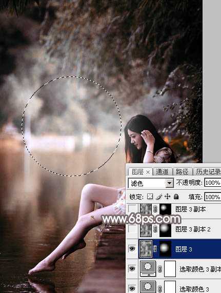 Photoshop为湖景人物图片打造出唯美的红褐色效果