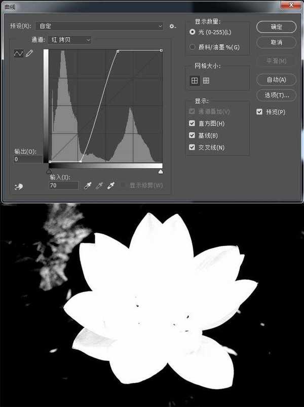 Photoshop怎么用曲线工具快速抠出池塘里的荷花?