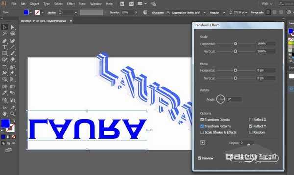 ai文字怎么添加等距斜角阴影效果?