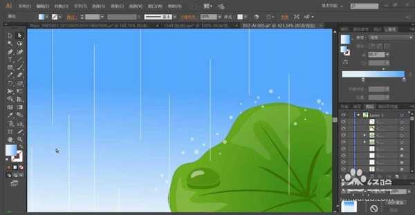 ai怎么绘制荷塘下雨的背景矢量图?