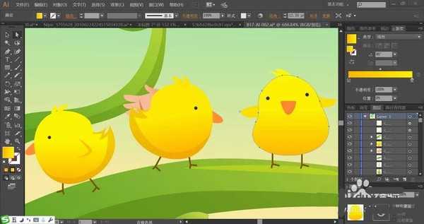 ai怎么手绘小鸟迎春的插画图? ai清新小插画的画法